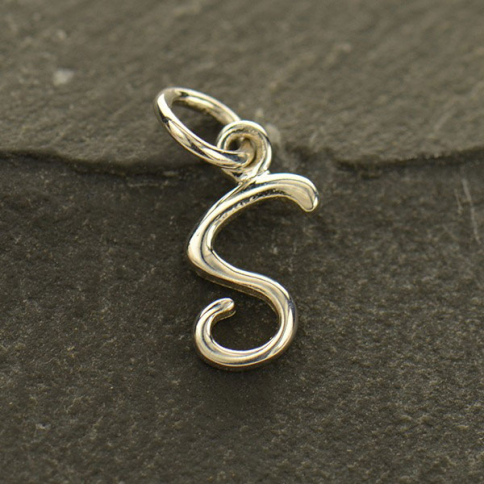 Sterling Silver Initial Charm Letter S 15x6mm