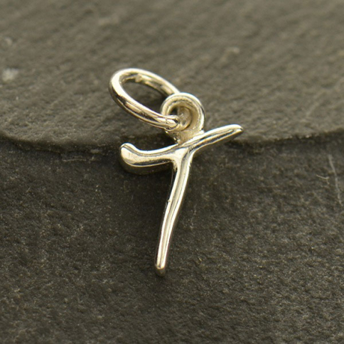 Sterling Silver Initial Charm Letter T 14x6mm
