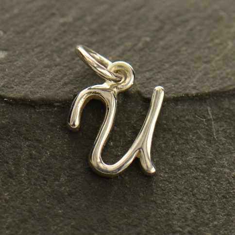 Sterling Silver Initial Charm Letter U 14x8mm