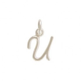 Sterling Silver Initial Charm Letter U 14x8mm