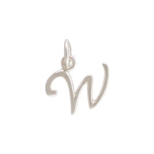 Sterling Silver Initial Charm Letter W 14x10mm