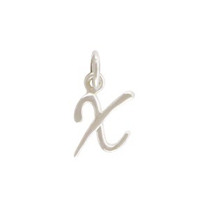 Sterling Silver Initial Charm Letter X 14x7mm