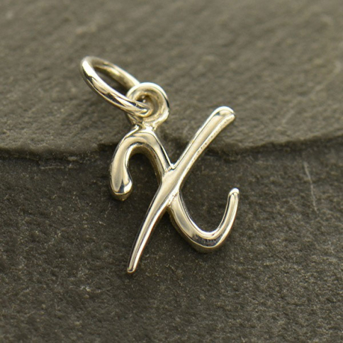 Sterling Silver Initial Charm Letter X 14x7mm