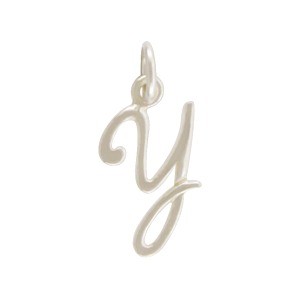 Sterling Silver Initial Charm Letter Y 18x8mm