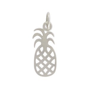Sterling Silver Flat Pineapple Charm 19x6mm