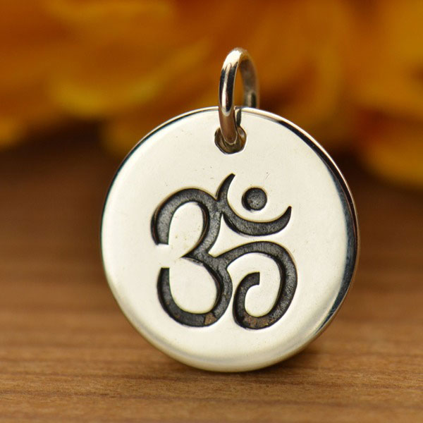 Sterling Silver Round Charm with Etched Om 16x13mm - Product Details ...