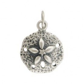 Sterling Silver Sand Dollar Charm - Beach Charm 19x13mm