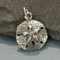 Sterling Silver Sand Dollar Charm - Beach Charm 19x13mm