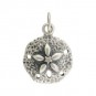 Sterling Silver Sand Dollar Charm - Beach Charm 19x13mm