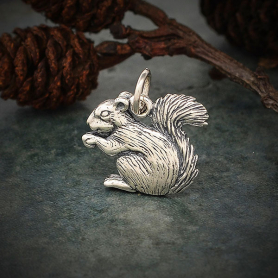 Sterling Silver Realistic Squirrel Charm 18x18mm