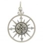 Sterling Silver Compass Rose Pendant 30x20mm