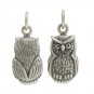 Sterling Silver Owl Charm - Animal Charm - Textured 19x8mm