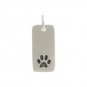 Sterling Silver Paw Print Charm on Rectangle Tag 18x7mm