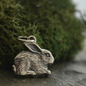 Sterling Silver Realistic Rabbit Charm 15x13mm