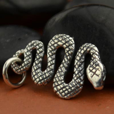 Sterling Silver Snake Charm - Animal Charm 21x10mm