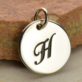 Silver Initial Charm Cursive Letter Charm H DISCONTINUED