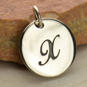 Silver Initial Charm Cursive Letter Charm X DISCONTINUED