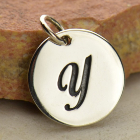 Silver Initial Charm Cursive Letter Charm Y DISCONTINUED