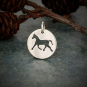 Sterling Silver Round Charm with Horse Cutout 16x12mm