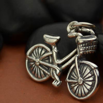Sterling Silver Bicycle Charm 18x17mm