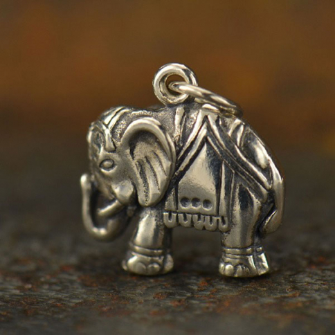 Sterling Silver Elephant Charm - Animal Charms 17x13mm