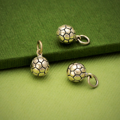Sterling Silver 3D Soccer Charm - Sports Charms 13x7mm