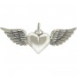 Sterling Silver Heart Charm with Wings 14x32mm