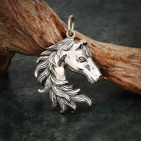 Sterling Silver Horse Charm 30x20mm