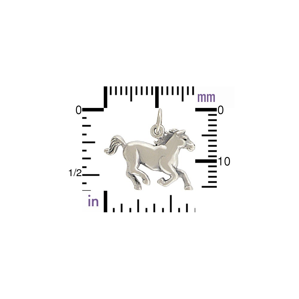 Sterling Silver Realistic Horse Charm 16x18mm