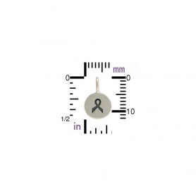 Sterling Silver Tiny Round Charm with Etched Ribbon 13x8mm