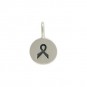 Sterling Silver Tiny Round Charm with Etched Ribbon 13x8mm