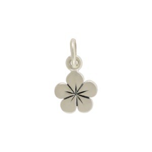 Sterling Silver Tiny Flower Charm 13x7mm