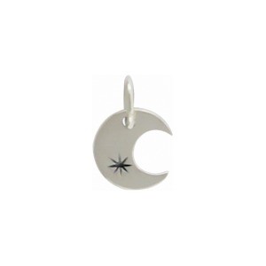 Sterling Silver Crescent Moon Charm 12x7mm