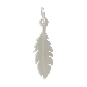 Sterling Silver Flat Feather Charm 22x6mm