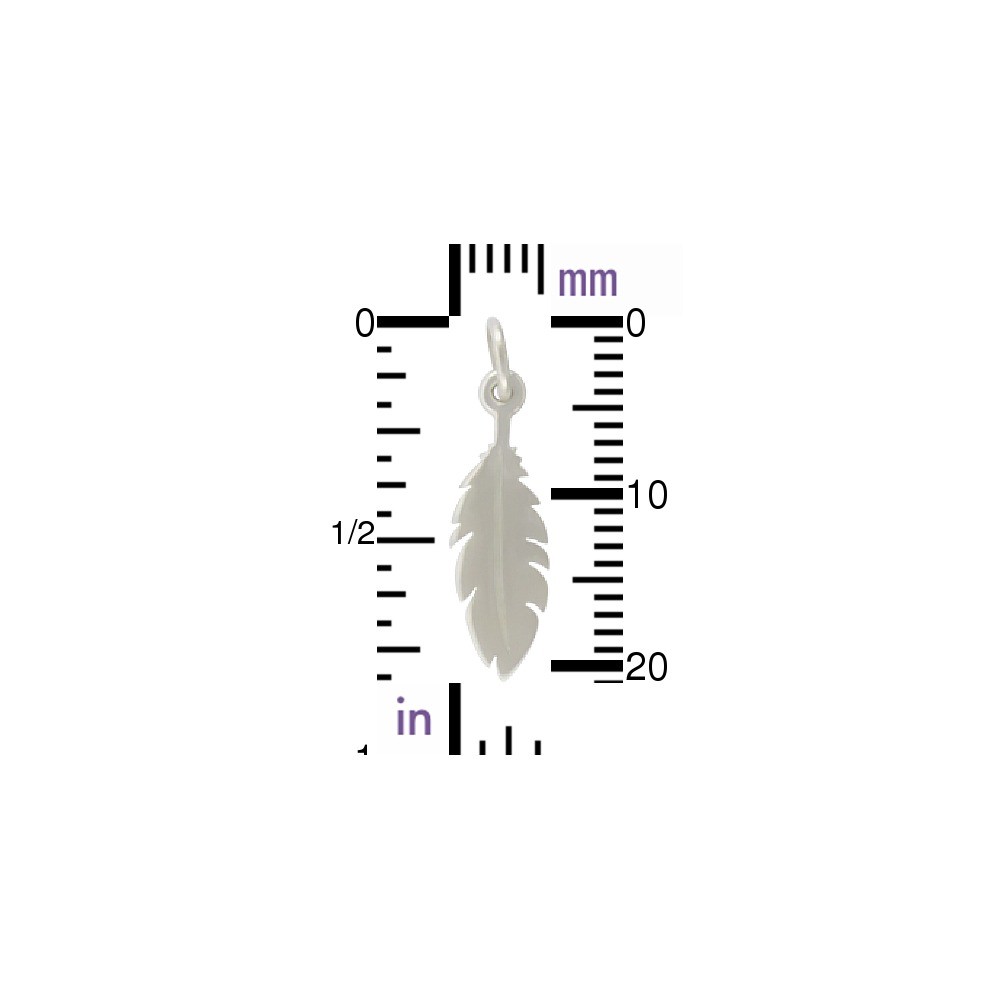 Sterling Silver FlatFeather Charm 22x6mm