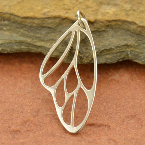Sterling Silver Butterfly Wing Pendant 38x17mm