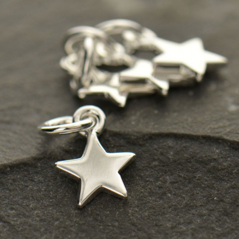 Sterling Silver Tiny Flat Star Charm 12x6mm