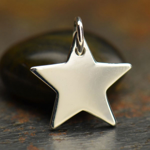 Sterling Silver Large Star Charm 14x12mm