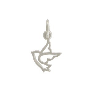 Sterling Silver Peace Dove Charm - Tiny 15x8mm