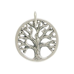 Sterling Silver Textured Tree of Life Charm 18x15mm