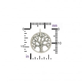Sterling Silver Textured Tree of Life Charm 18x15mm