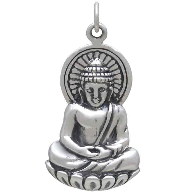 Sterling Silver Buddha Pendant 33x15mm