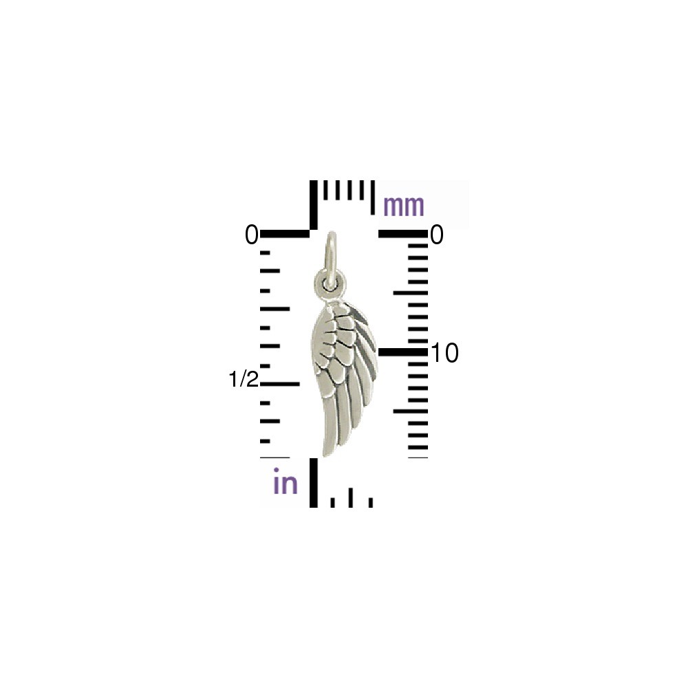Sterling Silver Angel Wing Charm Right Side 20x5mm