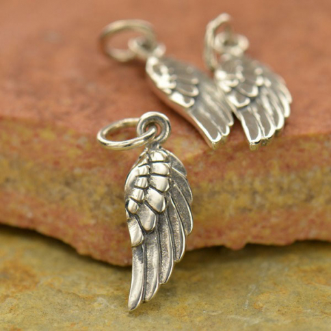 Sterling Silver Angel Wing Charm Right Side 20x5mm