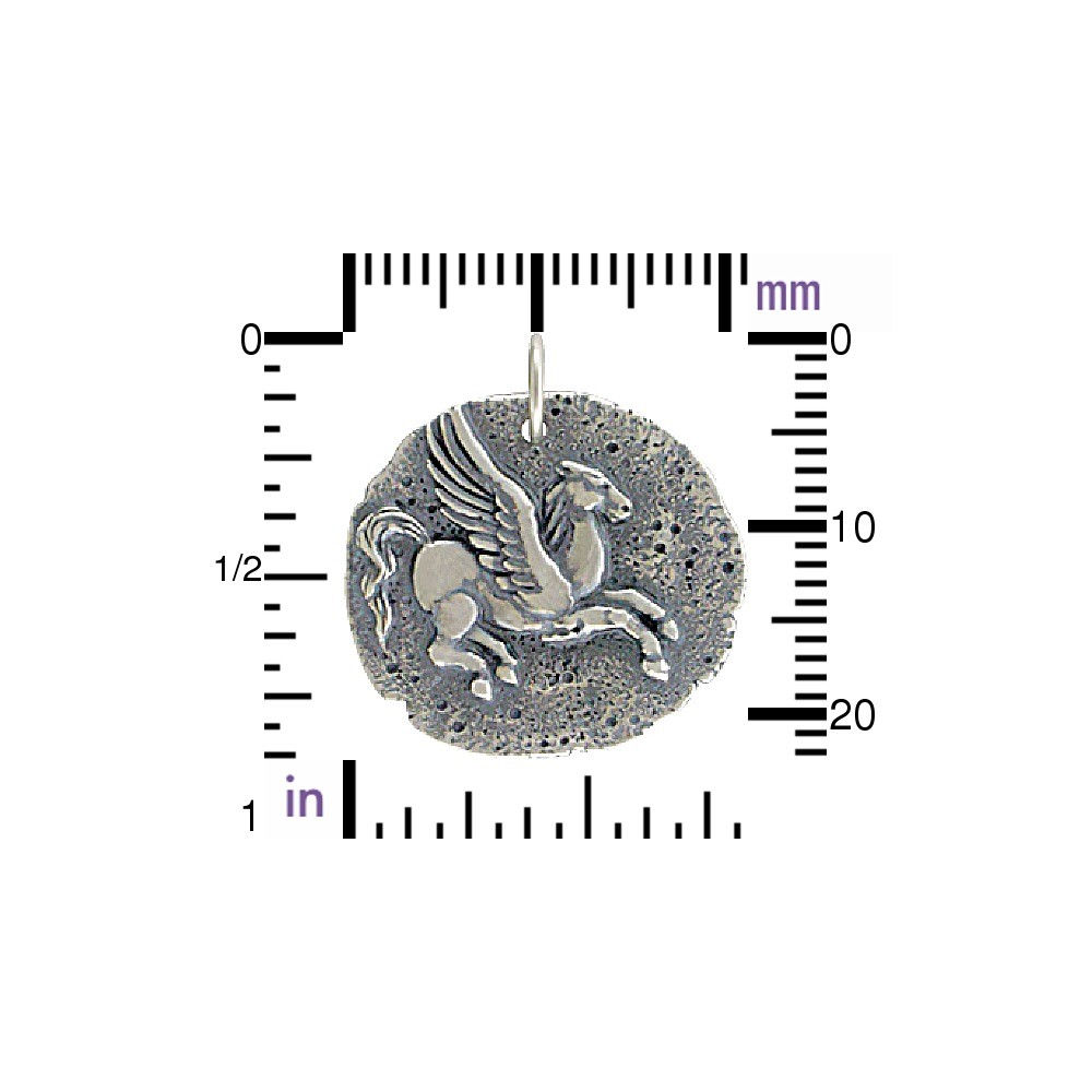 Sterling Silver Ancient Coin Charm - Pegasus 24x22mm