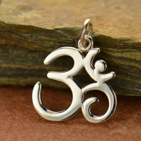 Sterling Silver Om Charm - Large 20x15mm