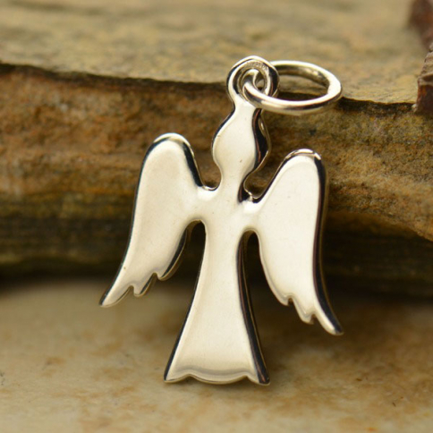 Sterling Silver Angel Charm - Christmas Charms 19x12mm
