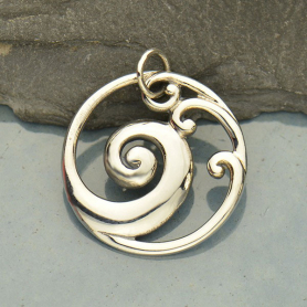 Sterling Silver Wave Pendant - Openwork 24x22mm DISCONTINUED