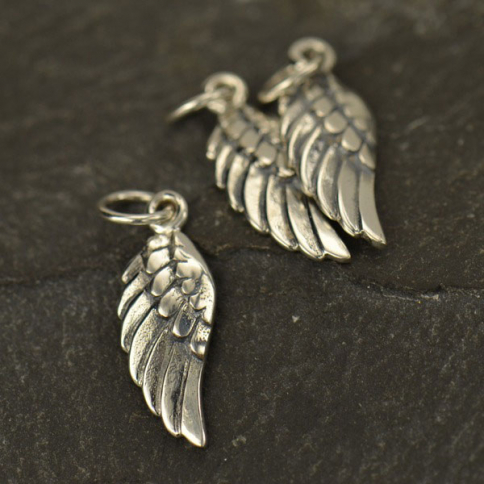 Sterling Silver Angel Wing Charm Left Side 20x6mm