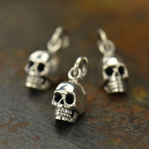 Sterling Silver Small Skull Charm 15x6mm